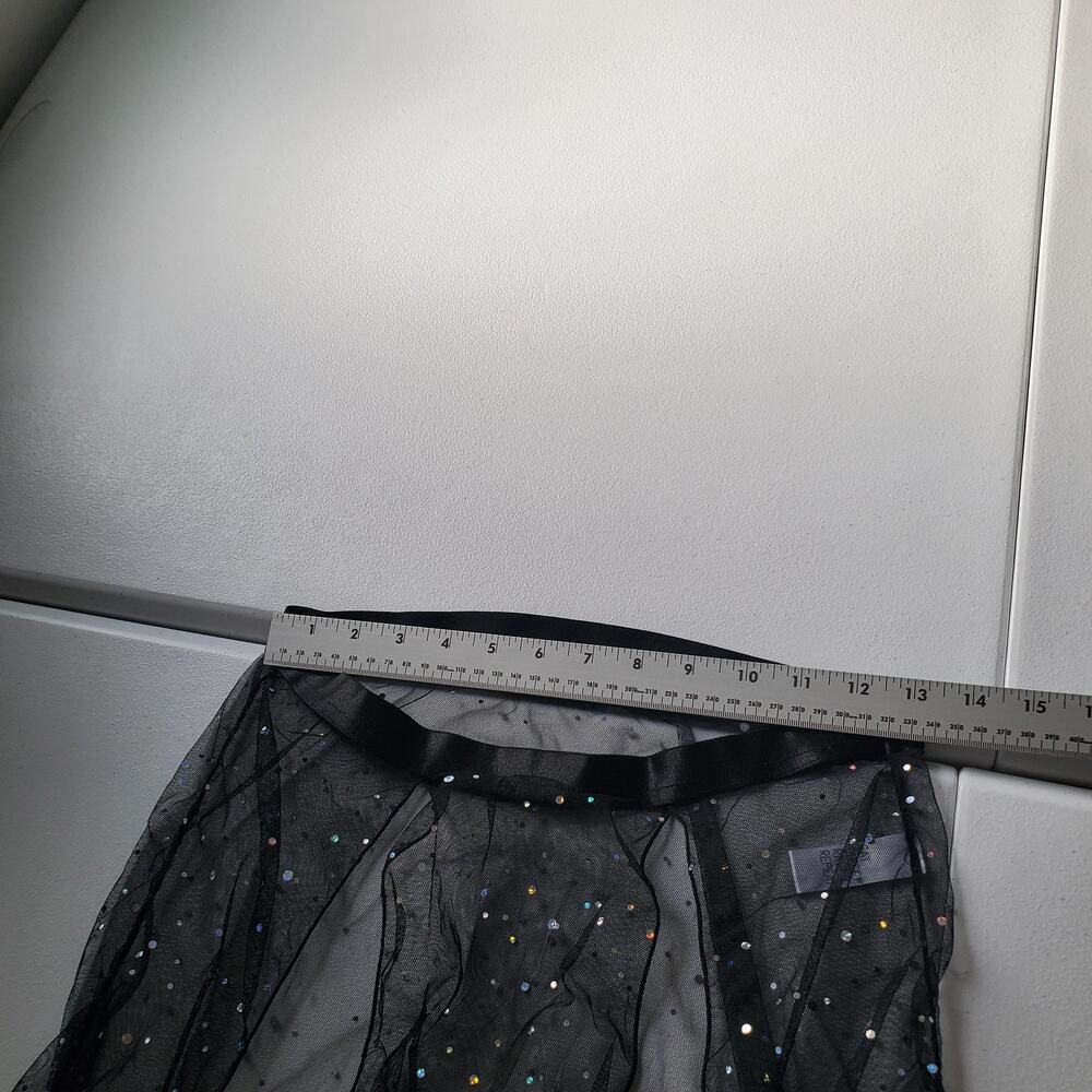 CLUB EXX Skirt Womens Large Black Sheer Sequin Mesh Maxi Festival Rave - Picture 6 of 7